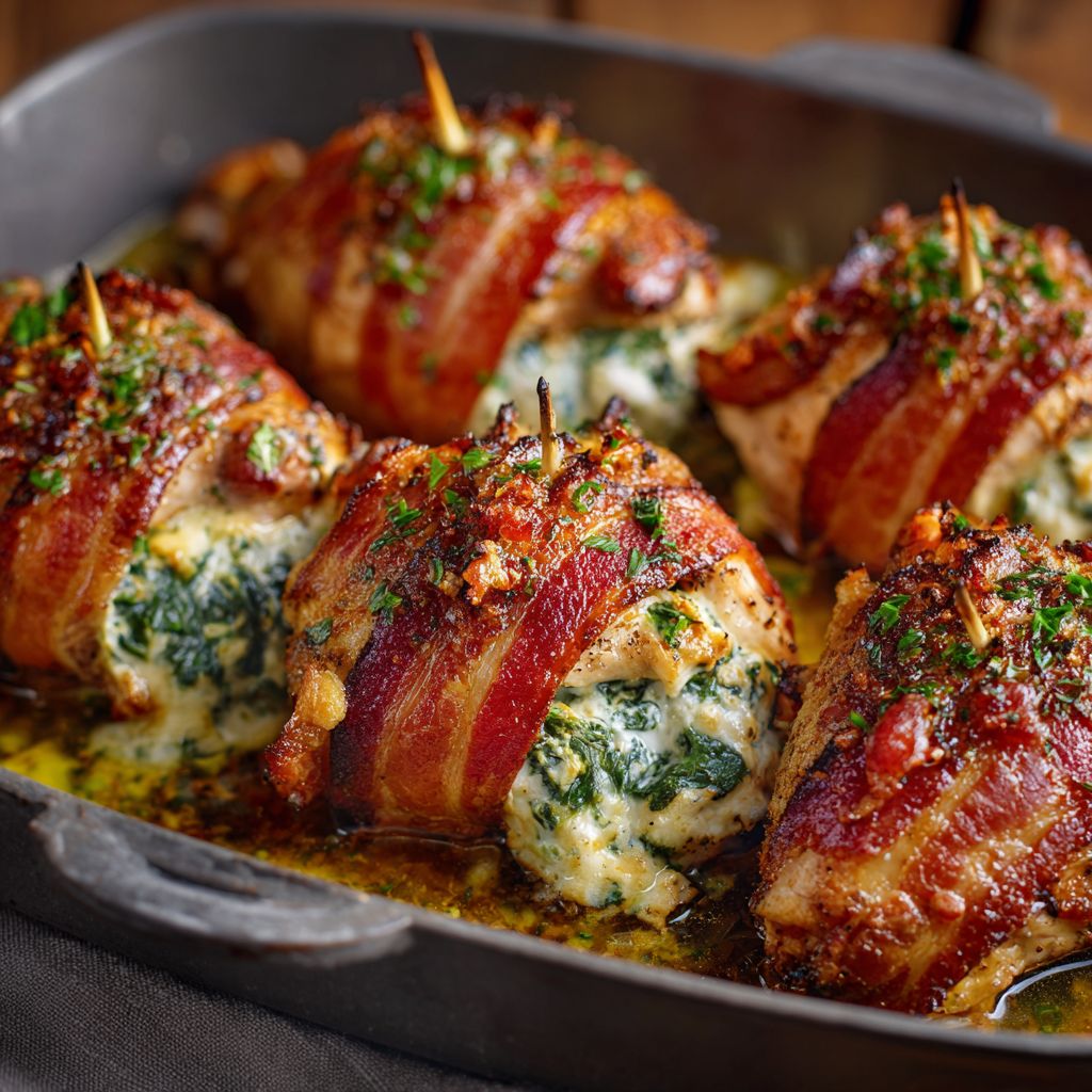 stuffed-chicken-fillet-wrapped-in-bacon-pepper-sauce